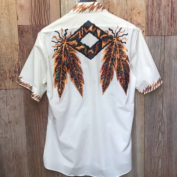 Lucasini Hand Painted Western Shirt 16 Neck - Picture 6 of 10